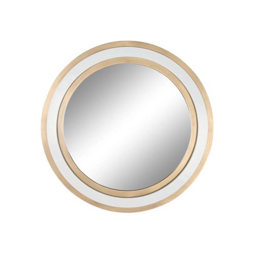 Espejo Rendo de Hierro y Cristal Color Dorado y Blanco ES-212246