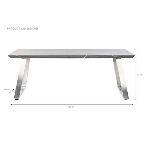 Mesa de Centro Superficie de MDF Acabado Marmol y Patas de Acero MB-193560