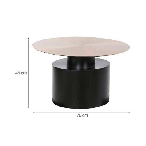 Mesa Auxiliar Redonda de Hierro de Estructura Negro y Superficie Dorado MB-205297