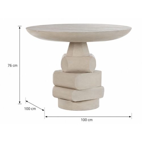 Mesa Redonda Comedor de 100x76 cm Estructura de Madera de Mango MB-213347