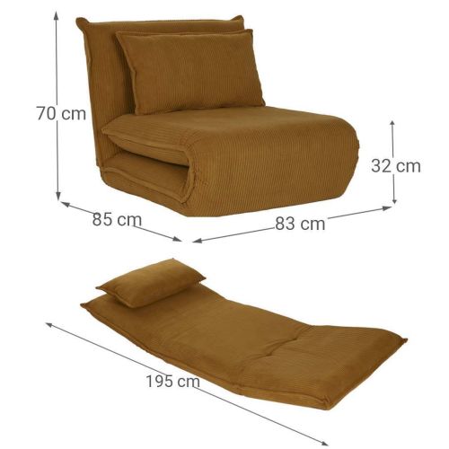 Sillón Cama Tapizado en Pana de Apertura Extensible MATISSE