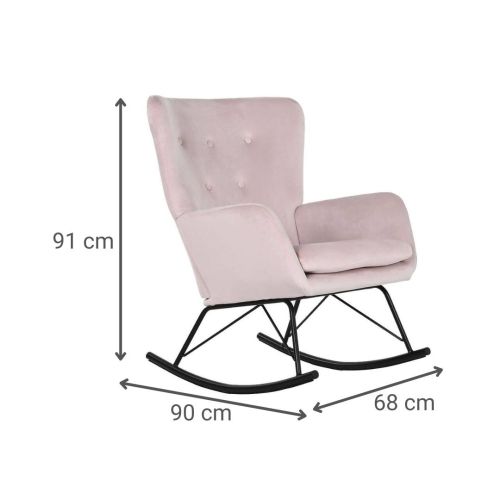Mecedora de Poliéster Rosa y Metal Negro MB-211337
