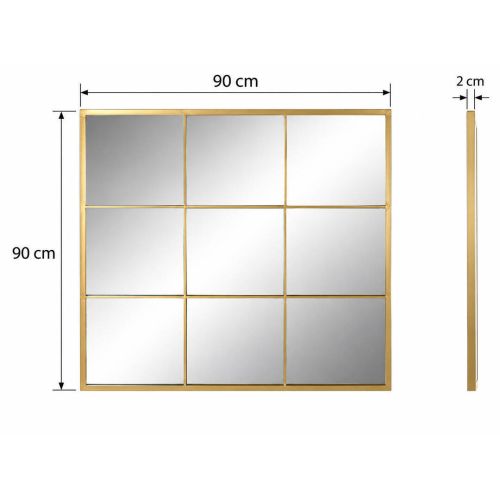 Espejo de Pared Ventana 90x90 cm en Hierro Dorado ES-198818