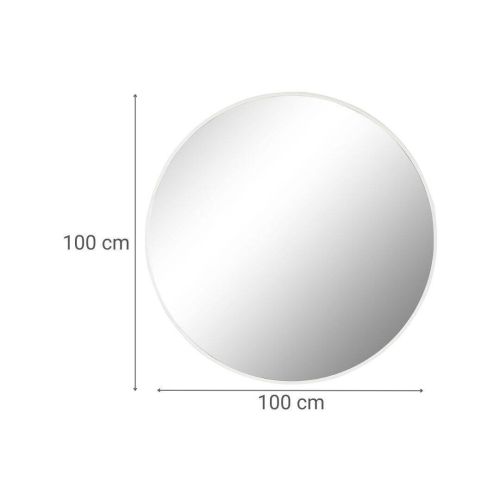 Espejo de Pared Redondo de Metálico Color Blanco 100 cm ES-211494
