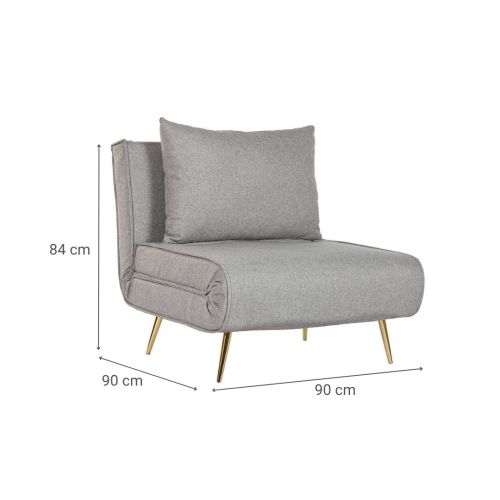 Sofá Cama Crema MB-221699 Poliéster con Patas Metálicas