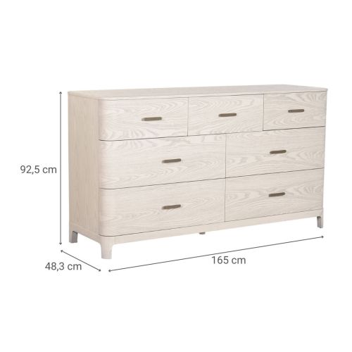 Cómoda en Gris Claro con 7 Cajones de MDF y Metal MB-220063