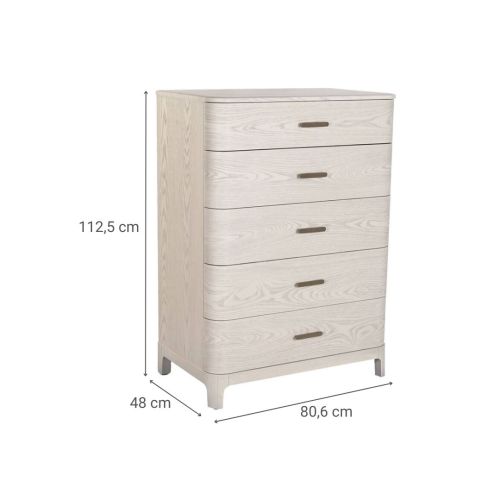 Sinfonier en MDF Gris Claro con Tiradores Metálicos para Dormitorio MB-220064