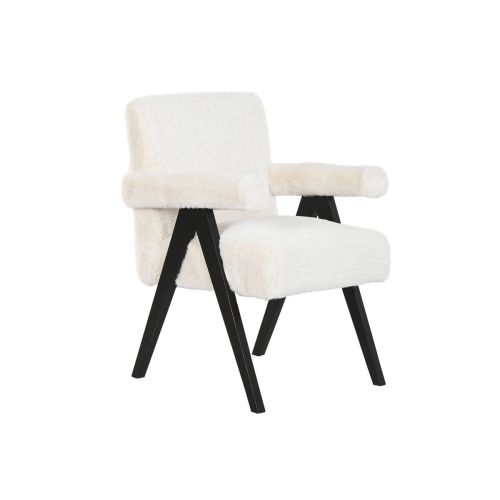 Butaca de Madera MB-220500 en Tapizado Pelo Blanco