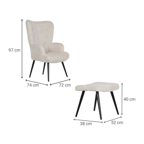 Sillón y Butaca MB-217772 en Terciopelo y Metal