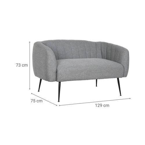 Sofá de 2 Plazas MB-207905 en Poliéster Gris y Patas Metálicas