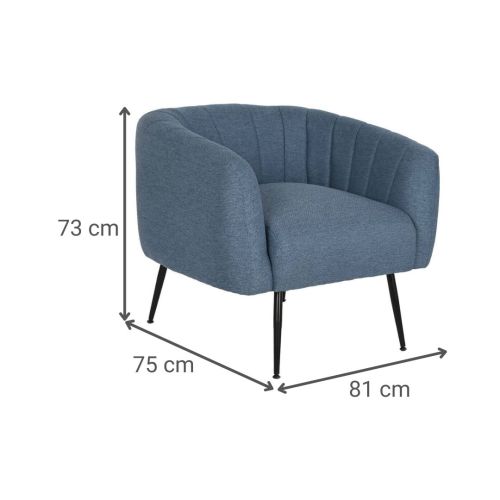 Sillón Tapizado en Poliéster Color Azul con Patas Metálicas MB-207906
