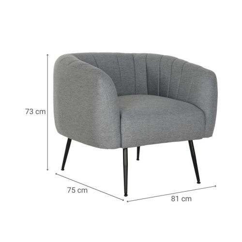 Sillón de Salón MB-207908 en Poliéster Gris con Patas Metálicas
