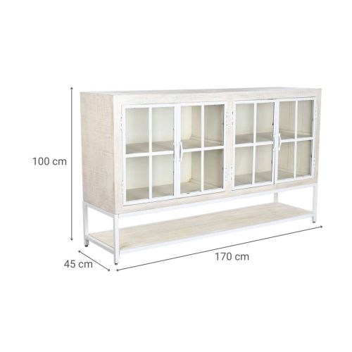Buffet Estructura de Mango en Metal y Blanco Decapé MB-205847