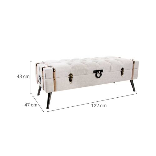 Descalzadora en Lino Beige con Patas Metálicas MB-131132