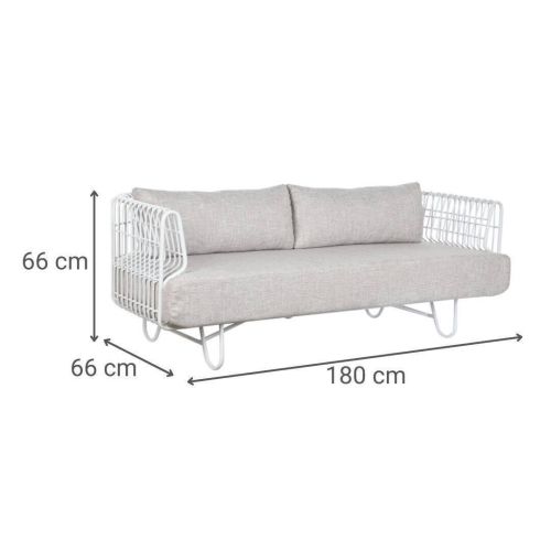Sofá Color Blanco de Metal con Asiento Tapizado MB-209871