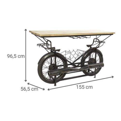 Botellero Industrial Moto de Metal y Madera de Mango MB-161865