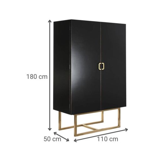 Armario Estructura en Madera de Álamo y Metal Negro MB-189007