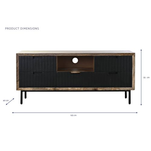 Mueble TV de Mango con Base Metálica Negra y Cajones MB-194550