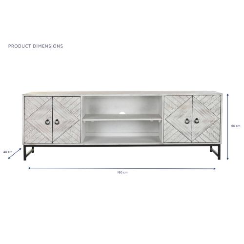Mueble de TV Mango Metal Blanco 180 cm MB-200025