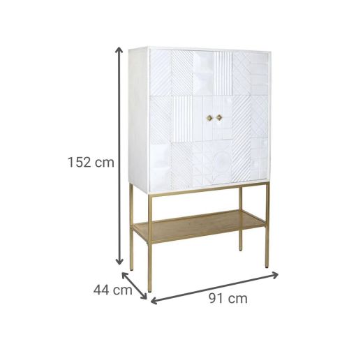 Aparador Estructura de Madera de Mango y Metal Blanco MB-200449