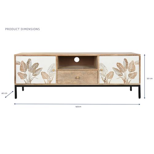 Mueble TV Mango Metal 140 cm con Puertas y Cajón MB-201130