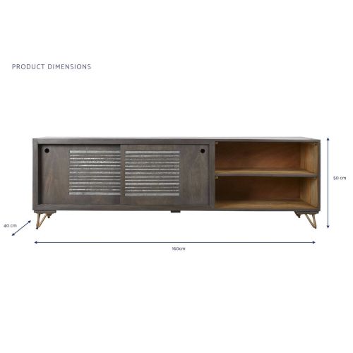 Mueble TV de Madera de Mango y Metal Marrón MB-202258