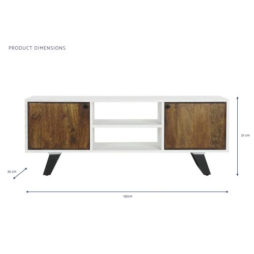 Mueble TV Blanco Estructura de Mango y Metal MB-206320