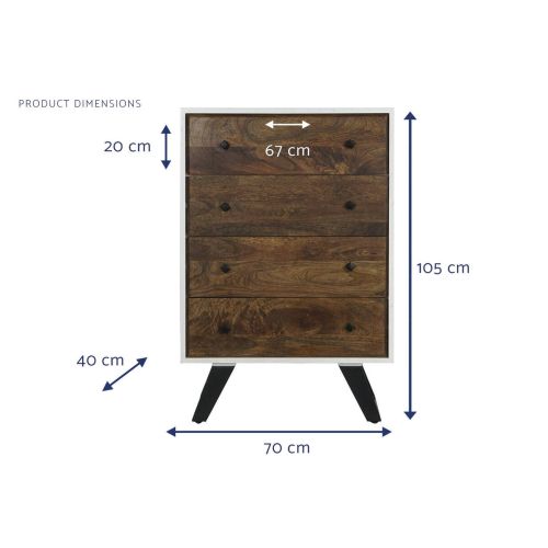 Cajonera de Almacenaje Blanca en Madera de Mango y Metal MB-206321