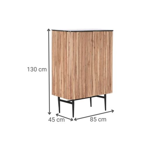 Aparador Estructura de Madera Acacia con Mármol y Patas de Metal MB-207416