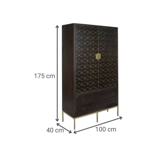 Armario Estructura de Madera de Acacia y Metal Marrón Oscuro MB-207541