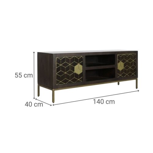 Mueble de TV de Acacia y Metal Color Marrón MB-207543