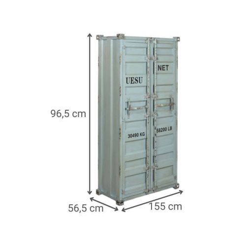 Botellero Container Industrial Estructura en Metal y MDF Azul MB-209236