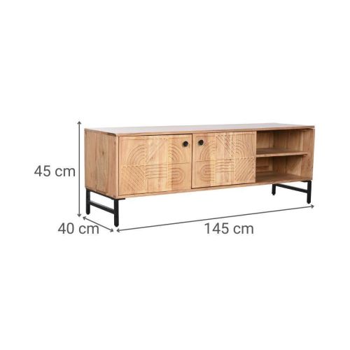 Mueble TV Natural Estructura de Madera de Acacia y Metal MB-212655