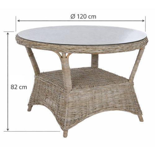 Mesa de Jardín Exterior de Ratán con Tapa de Cristal MB-213833