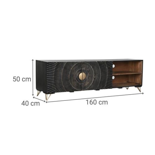 Mueble de TV en Madera de Mango y Metal con Diseño Mandala MB-214237