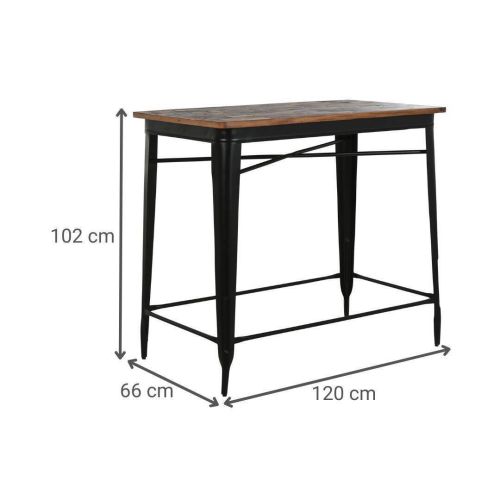 Mesa Bar Estructura Metal y Madera Marrón 120 cm MB-215102