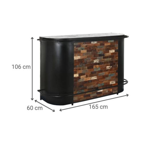 Mueble Bar Estructura de Metal y Madera Negro Industrial MB-215110