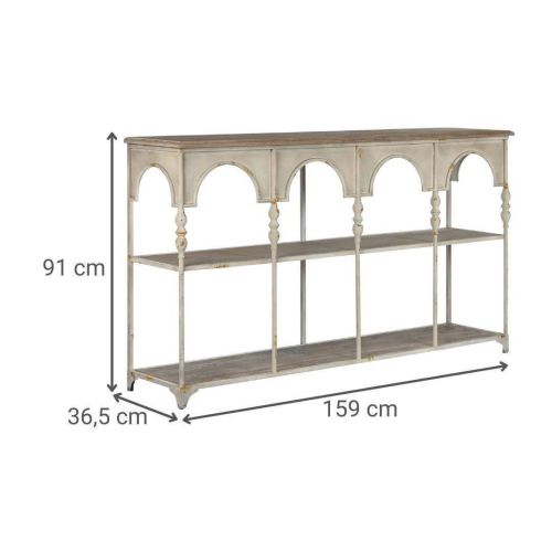 Estantería Estructura de Metal Blanca Envejecida 159 cm MB-216299
