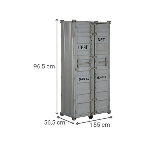 Botellero Container Industrial Estructura en Metal y MDF Gris MB-217355