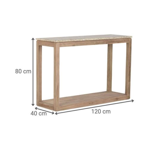 Consola de Madera Reciclada con Tapa de Mármol Natural MB-221765
