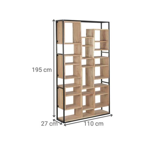 Estantería Estructura de Teca Natural y Metal con Estantes Asimétricos MB-221797