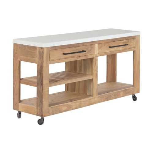 Consola de Madera Reciclada con Cajones y Ruedas MB-222401