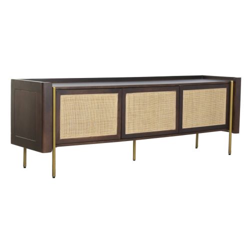 Mueble TV Marrón Oscuro de Mango y Fibra con 3 Puertas MB-222840