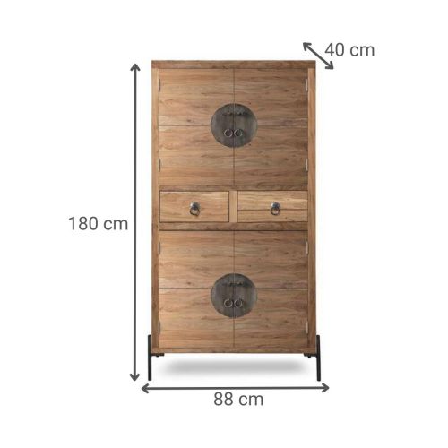Armario Auxiliar Estructura de Madera de Acacia y Metal MB-227311