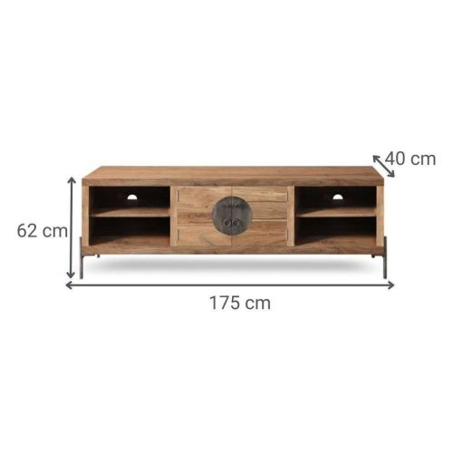 Mueble TV Estructura de Madera de Acacia y Metal 175 cm MB-227313