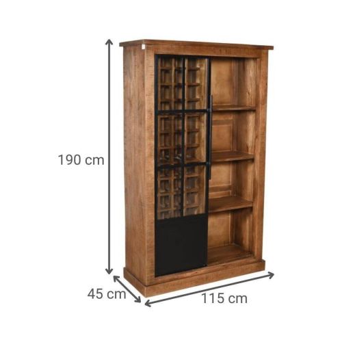 Mueble Botellero Estructura de Madera de Mango Natural y Metal MB-228283