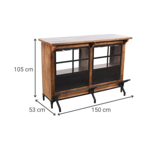 Mueble Bar Estructura en Madera de Mango y Metal Industrial MB-228284