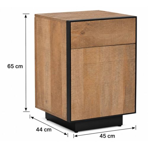 Mesita de Noche Estructura de Madera y Metal Estilo Industrial MB-221964