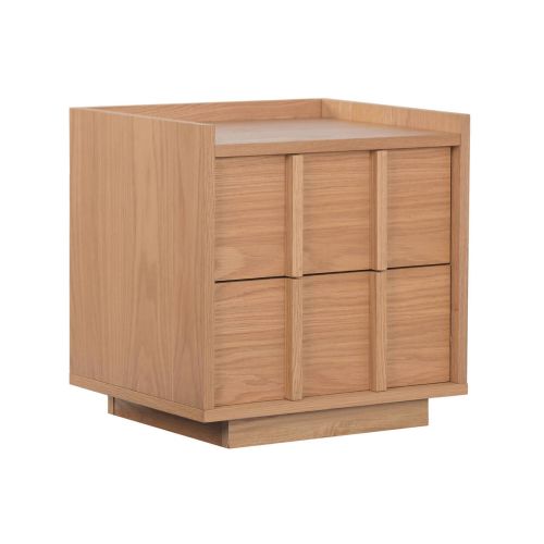 Mesita de Noche con 2 Cajones en MDF Efecto Madera MB-223045
