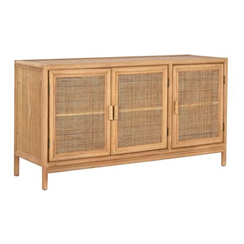Aparador Estructura de Madera de Abeto y Ratán Natural 3 Puertas MB-220955